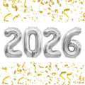 40 Inch Silver 2026 Number Balloons for New Year & Graduation Decorations – Reusable Foil Globos