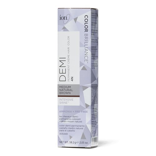 Skiennix Ion Intensive Shine 4N Medium Natural Brown Hair Color - Demi Permanent Formula, Rich Shine