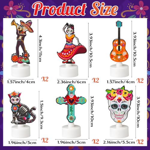 Day of the Dead Tabletop Decorations - 12 Pieces, Vibrant Sugar Skull Design - Variation of THIS Listing