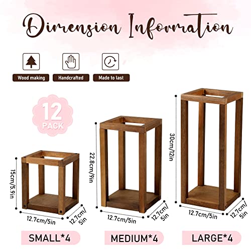 12 Pcs Wooden Candle Lanterns Set - Rustic Decor for Indoor and Outdoor Use - Variation of THIS listing