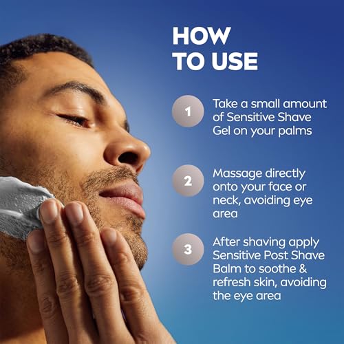 NIVEA MEN Sensitive Shaving Set for Men, Sensitive Shave Gel (7 Oz) + Soothing Post Shave Balm Aftershave (3.3 Fl Oz), Enriched with Chamomile Extract and Vitamin E, For Sensitive Skin