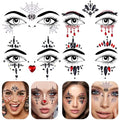 Halloween Face Gems Stickers Set - Self-Adhesive Rhinestone Jewels for Face & Body, 4 Styles