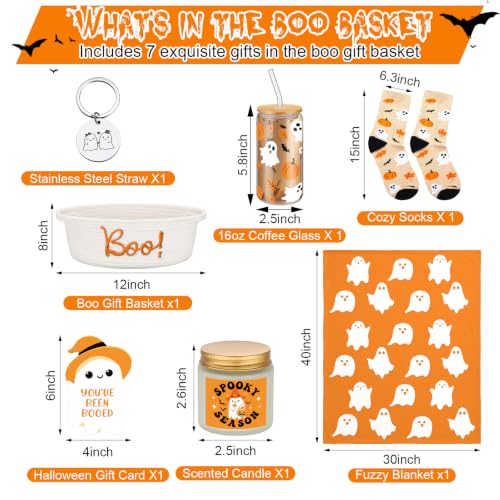 Mindsoft Halloween Boo Basket Gift Set Orange - Ghost Glass Cup Blanket Socks Candle