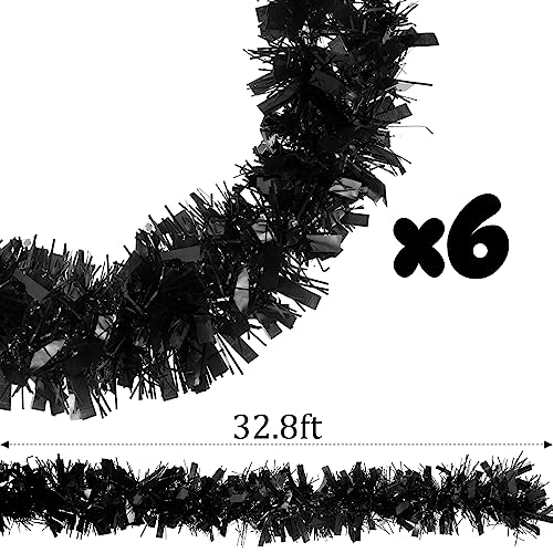 Patriotic Garland 6 Rolls Black Tinsel Decor for Parties & Celebrations