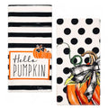 Pumpkins Fall Kitchen Towels Set - 2 Pcs Hand Towels with Pumpkin Bow Variation