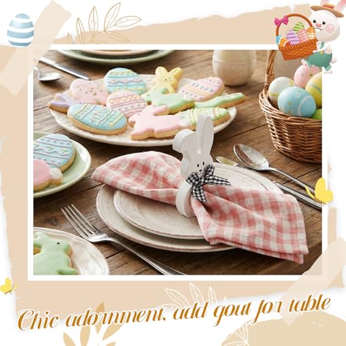 Wooden Easter Bunny Napkin Rings - White, Set of 8 for Table Decoration