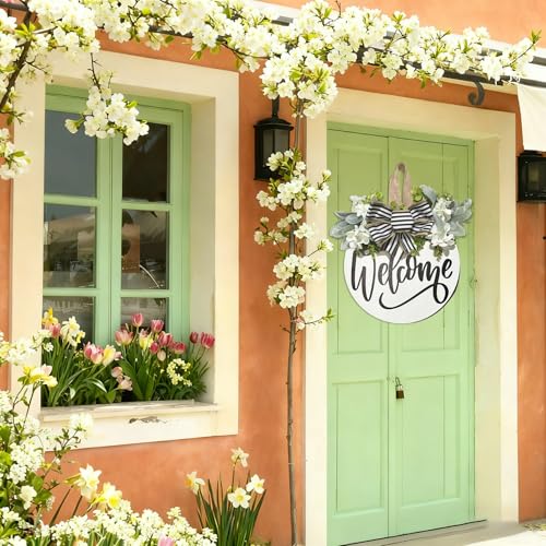 Welcome Sign for Front Door Wreath - Rustic Wood Porch Hanging Decor - Variation: Welcome