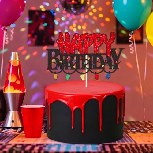 Red and Black Halloween Cake Topper Spooky Party Decoration