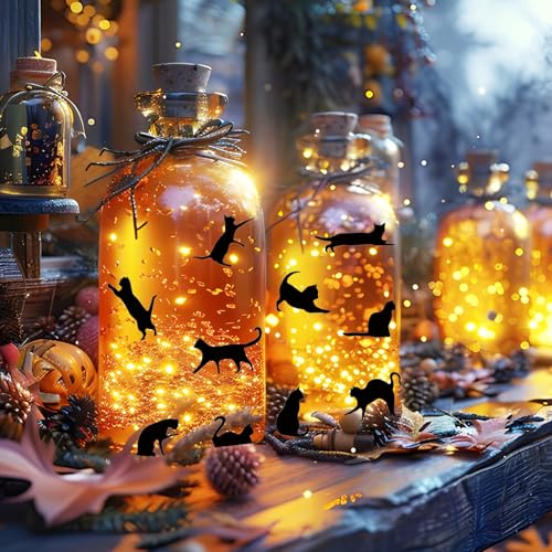 Tiny Black Cat Stickers for Halloween & Cat Lovers - 210 Pack