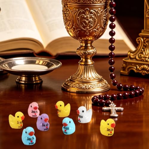 Mini Jesus Resin Ducks - Jesus Loves You Style, 80 Pack Faith Symbols