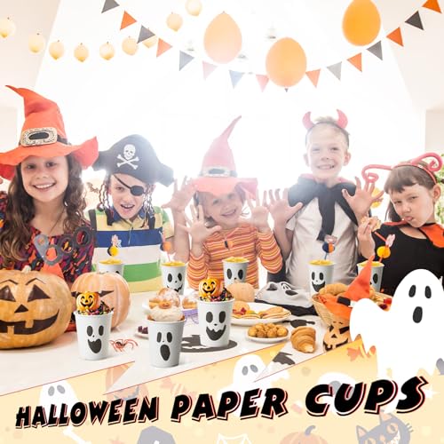 Halloween Ghost Disposable Paper Cups 8oz - 120 Pack, Ghost Pattern