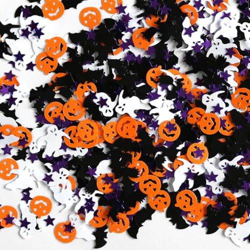 Halloween Confetti Assortment - Orange Pumpkin Ghost Bat Sprinkles for Party Decor - 15g