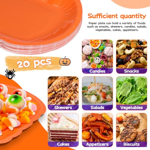 20pcs Pumpkin Paper Plates 9 Inch Halloween Autumn Harvest Party Dinnerware