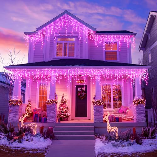 Pink LED Icicle Lights 400 LEDs - 38.8FT Christmas & Decorative String Lights - Pink