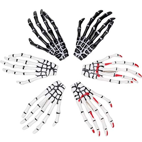 Skeleton Hands Hair Clips Set - Halloween Classic Color, 6 Pcs