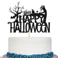 Halloween Cake Topper Black Glitter Spooky Haunted House Decor for Birthday & Party