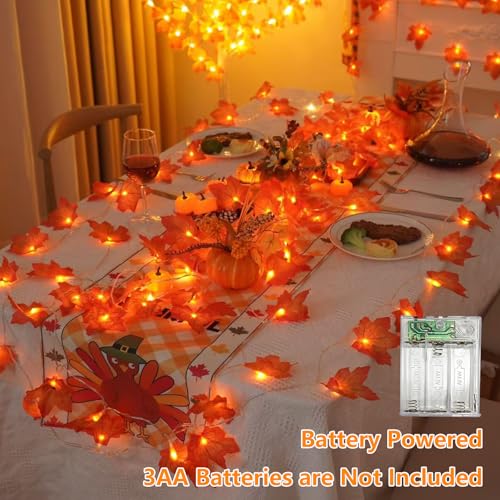 6 Pack Fall Garland with 120 LED Lights Battery Operated Autumn Decor