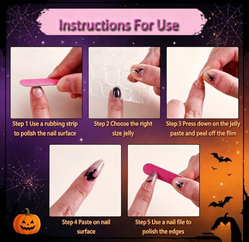 Halloween Press On Nails Medium Almond Spider Web Ghost Set - Multicolor 46