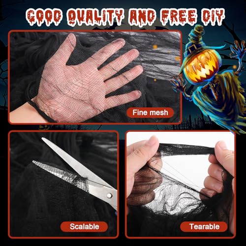 Halloween Creepy Cloth Large Black Gauze Fabric for Outdoor Decorations - 80x500in Black & White Variation