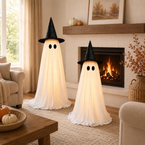 Indoor Halloween Ghost Decorations with Lights - 2 Pack Spooky Spooky Halloween Decor