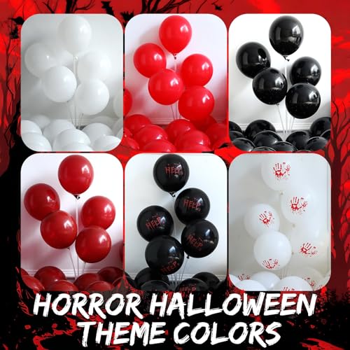 Halloween Balloon Arch Kit with Bloody Handprints & Bats - Red, Black, White, 159 Pcs