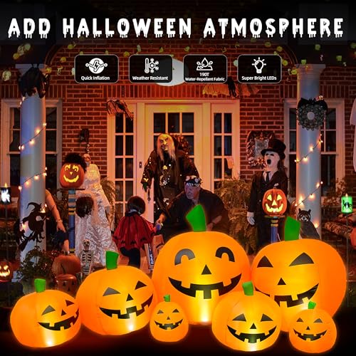 7.5 Ft Outdoor Inflatable Pumpkin Decoration with LED Lights for Halloween
