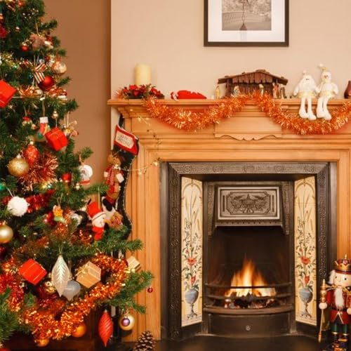 Orange Tinsel Garland 200 FT Christmas Party Decorations Metallic Streamers