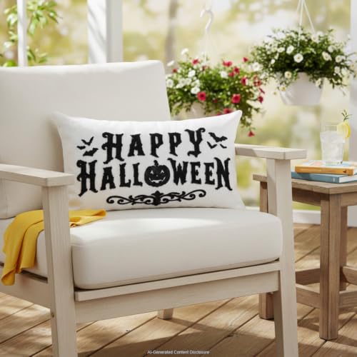 Halloween Pillow Covers 12x20 Inch Gothic White Decor for Sofa Bed Home