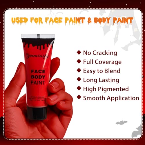 Devil Headband Makeup Kit - Water-Based Red Face Paint, Black Lipstick & Sponge for Halloween Costume