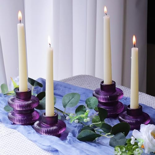 Purple Taper Candle Holders Set of 6 - Halloween Thanksgiving Party Decor Variation of Purple / 6