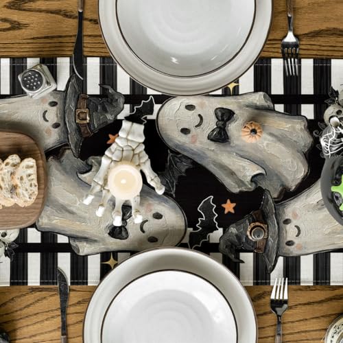 Halloween Table Runner 13x108 Inch Beige Spun Polyester Home Decor