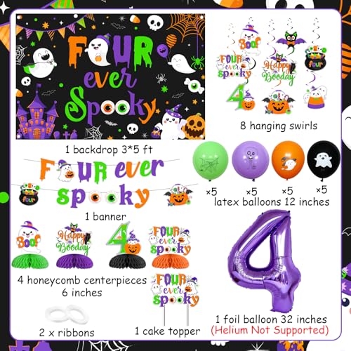 Halloween 4th Birthday Party Decorations Banner Balloons & Centerpieces