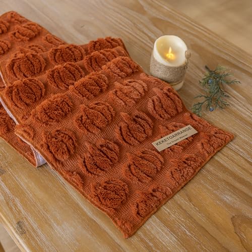 Thanksgiving Table Runner with Faux Fur Pumpkin Design - Fall Decor, 13x72 Inches - Fall / 72x13