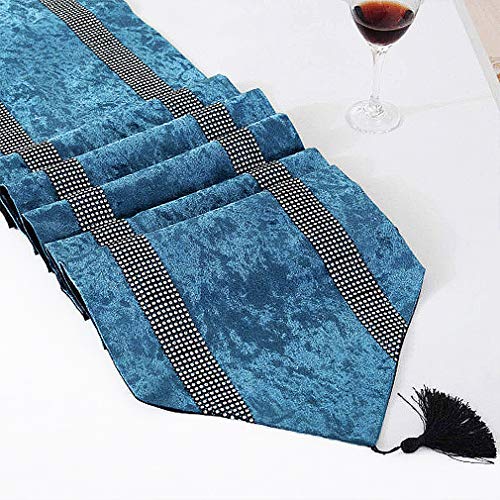 Light Blue Sequin Rhinestone Table Runner 13x84 Inches for Elegant Party Decor