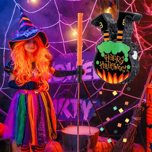 Halloween Witch Legs Piñata Set with Blindfold Bat & Confetti for Party Decorations