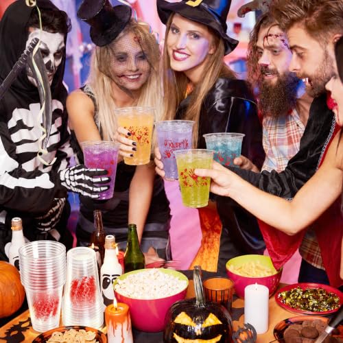 Bloody Handprint Halloween Plastic Cups 14oz - 50 Pack, Spooky Horror Decor