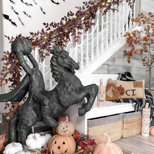 12Ft Plum Fall Garland Set - 2 Pack, Realistic Seeded Leaf Decor for Fireplace Mantle & Outdoor Halloween