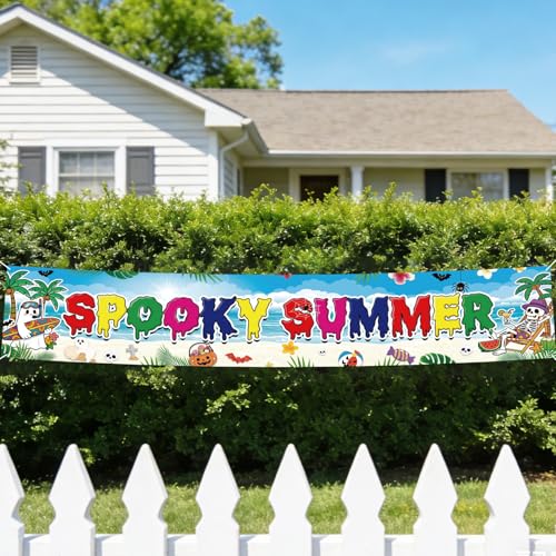 Summer Halloween Banner - Tropical Pool Party Decorations for Outdoor Celebrations