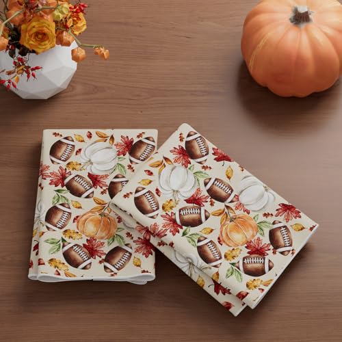 Fall Football Pumpkin Dish Towels Set of 2 - Kitchen & Home Decor