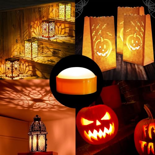 6 Pack Halloween Pumpkin LED Lights with Timer - Battery Operated Candles
