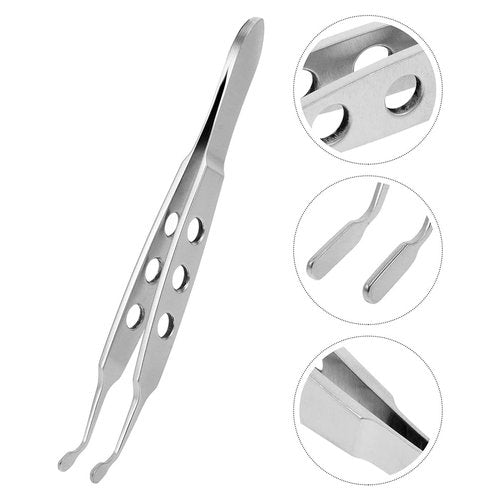 FOMIYES 2Pcs Stainless Steel Eyelid Tweezers Eye Care Tool for Meibomian Gland Expressor and Eyelid Blockage Removal Portable Eye Treatment Tweezers
