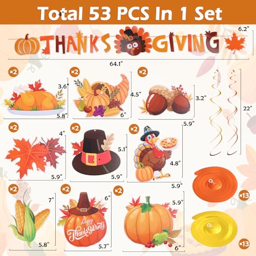 Thanksgiving Decorations 53-Piece Fall Party Hanging Decor Set