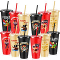 Pirate Cups 24 oz with Lids & Straws - 12 Pack Pirate Party Favors