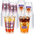 Halloween Disposable Plastic Cups 50 Count - Clear 12 OZ Party Drinkware - Pumpkin & Ghost Designs