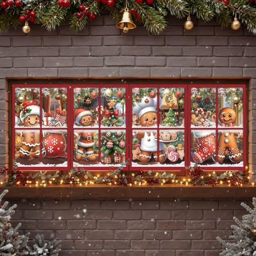 Christmas Gingerbread Man Curtain Set - 4 Piece Holiday Window Decor - Variation: Gingerbread Man