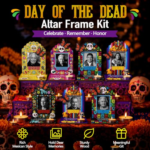 Day of the Dead Ofrenda Set with Photo Frames, Candles & Decorations