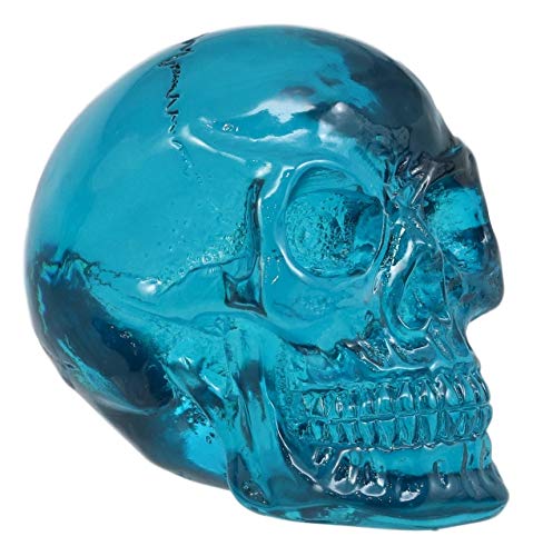 Set of 4 Translucent Witching Hour Skull Miniatures - Blue Halloween Decor
