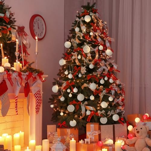 Shatterproof Christmas Tree Ornaments Set - 100 White Holiday Decor Balls