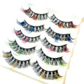 Ombre Fluffy Faux Mink False Eyelashes - Russian D Curl, Color Makeup, Mixed Variation