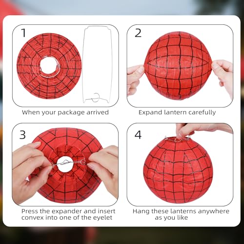 6 Pack Spider Web Paper Lanterns - Halloween Party Decorations for Kids & Events